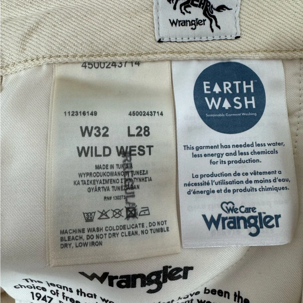 Wrangler Jeans Denim Wild West High Rise Straight Cream Twill Ecru White Wash - Picture 10 of 12